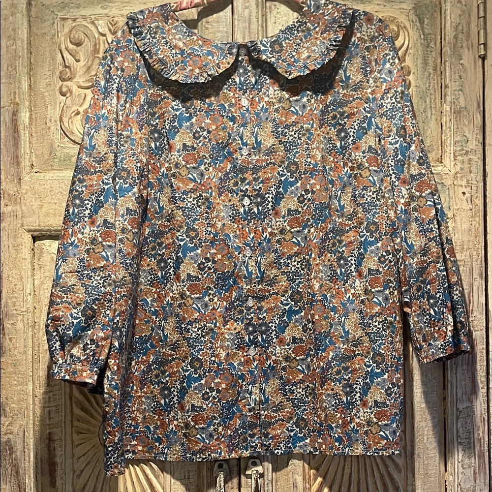 NWT Wildseed Liberty of London Peter Pan Collar 3/4 Sleeve Top /XXL/